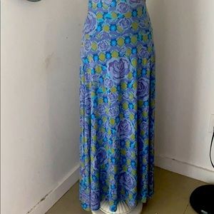 NWT LuLaRoe blue/purple print maxi skirt- Large